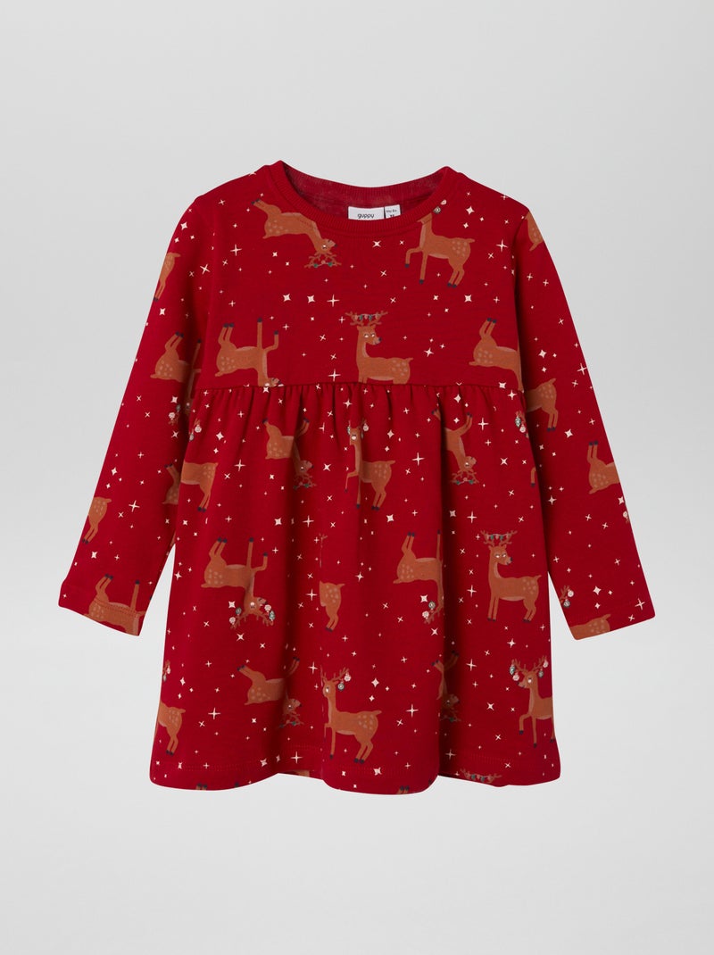 Vestido evasé de felpa ROJO - Kiabi