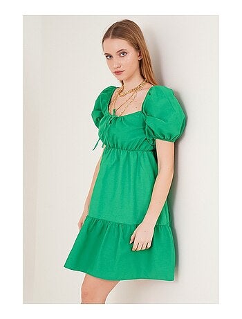 Vestido evasé de popelina