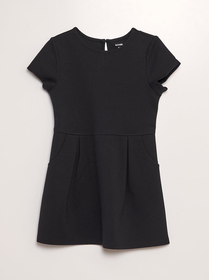 Vestido evasé de punto negro - Kiabi