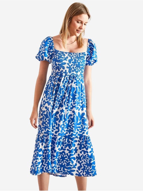 Vestido evasé estampado con cintura fruncida lucci - Kiabi Vestido evasé estampado con cintura fruncida lucci - Kiabi