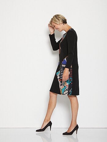 Vestido fantasía corto de punto con cuello redondo - Afibel