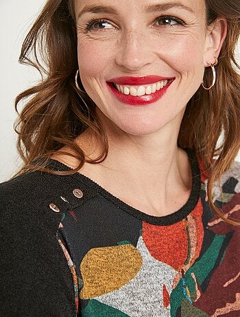 Vestido fantasía corto de punto con cuello redondo - Afibel