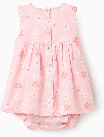 Vestido floral de algodón + cubrepañal