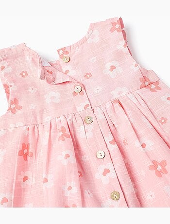 Vestido floral de algodón + cubrepañal