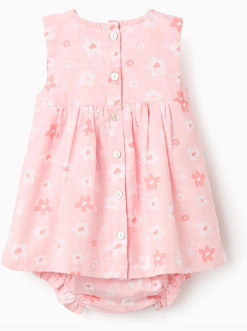 Vestido floral de algodón + cubrepañal - Kiabi