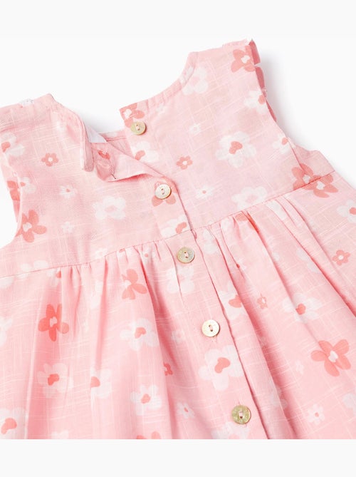 Vestido floral de algodón + cubrepañal - Kiabi