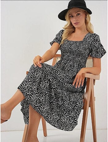 Vestido floral de manga corta bdart