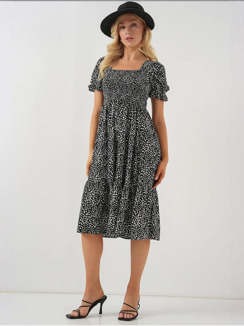 Vestido floral de manga corta bdart Negro - Kiabi