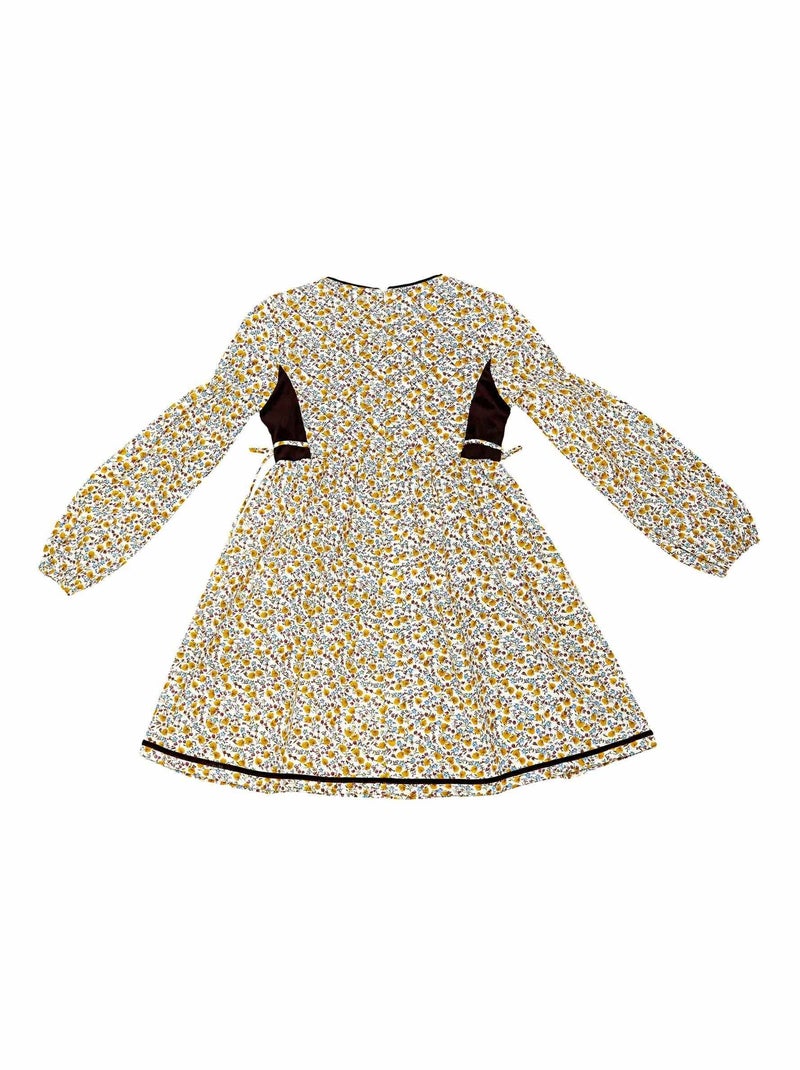 Vestido Floral Liberty Amarillo y Terciopelo Marrón para Niña | MARGOT Amarillo - Kiabi