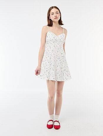 Vestido floreado de lino mezclado