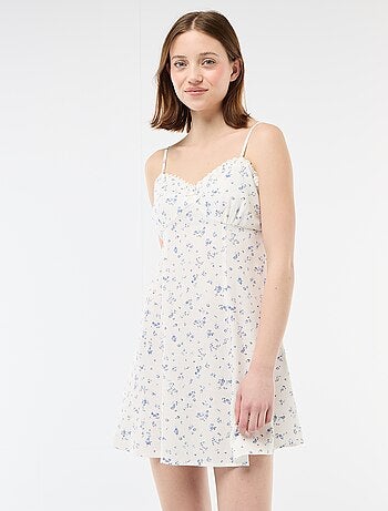 Vestido floreado de lino mezclado