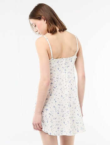 Vestido floreado de lino mezclado