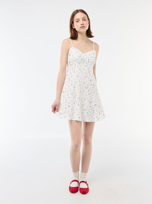 Vestido floreado de lino mezclado - Kiabi