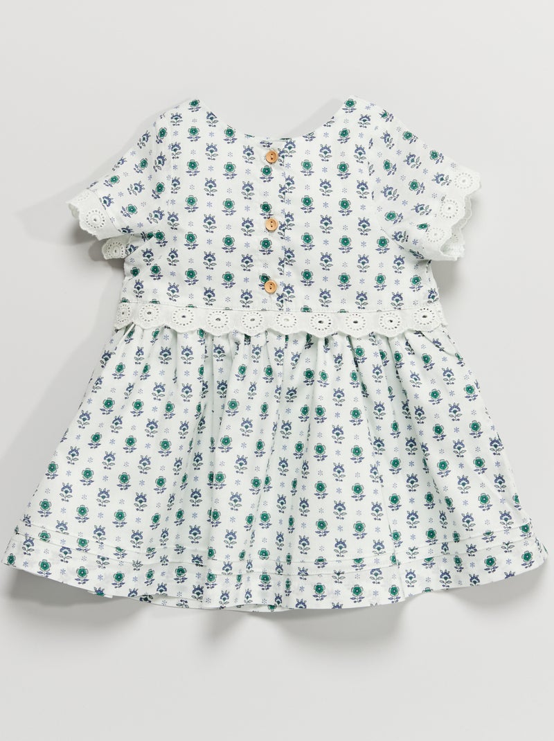 Vestido flores detalles bordados AZUL - Kiabi