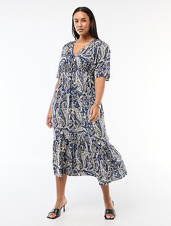 Vestido fluido con estampado fantasía