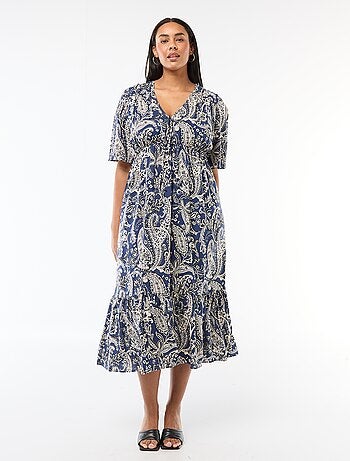 Vestido fluido con estampado fantasía