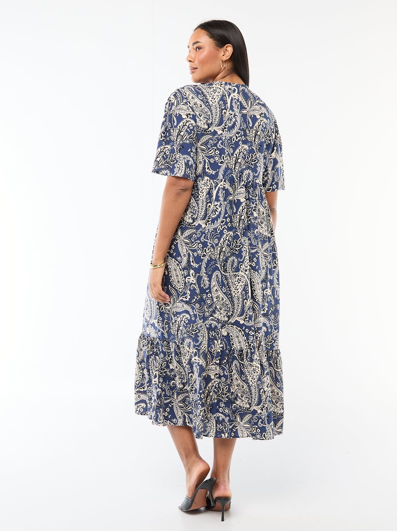 Vestido fluido con estampado fantasía Azul - Kiabi