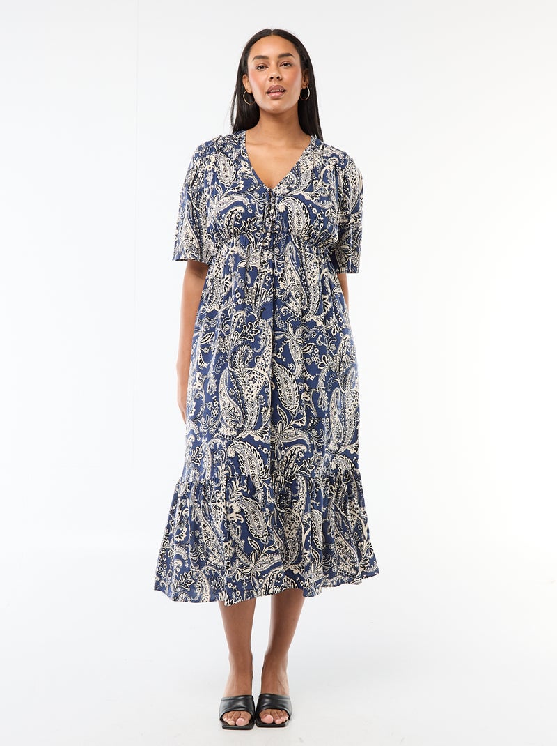 Vestido fluido con estampado fantasía Azul - Kiabi