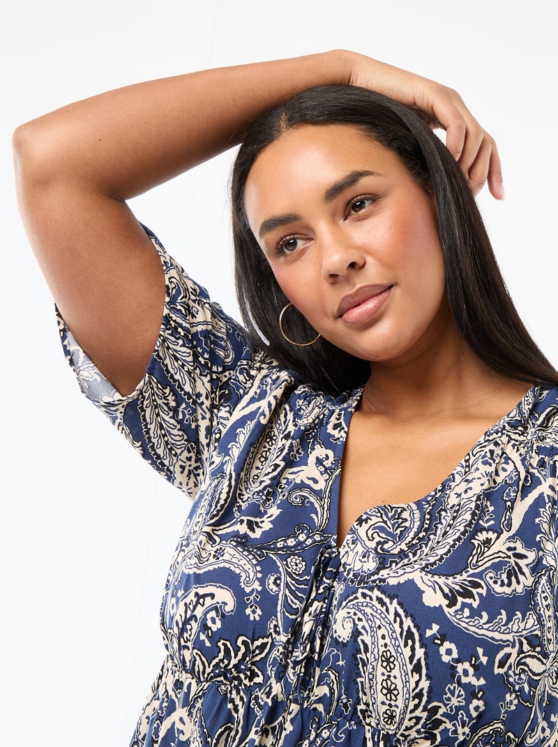 Vestido fluido con estampado fantasía Azul - Kiabi