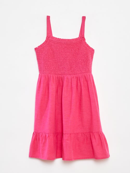 Vestido fruncido de mezcla de lino - Kiabi