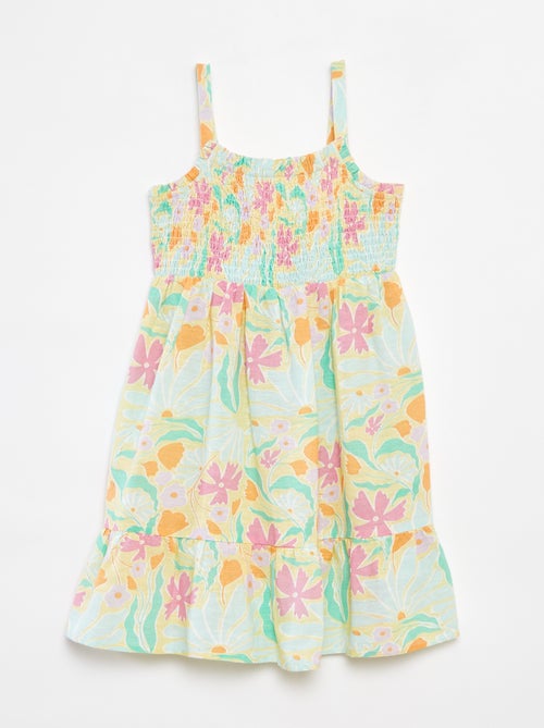 Vestido fruncido de mezcla de lino - Kiabi