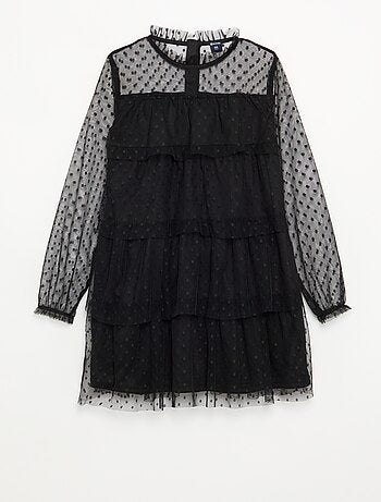 Vestido 'Halloween' de manga larga de plumeti con cuello alto