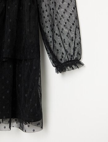 Vestido 'Halloween' de manga larga de plumeti con cuello alto