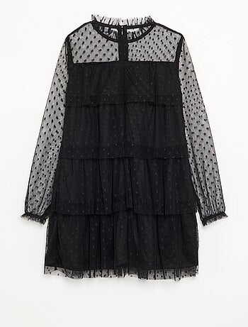 Vestido 'Halloween' de manga larga de plumeti con cuello alto