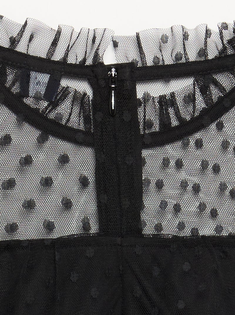 Vestido 'Halloween' de manga larga de plumeti con cuello alto Negro - Kiabi