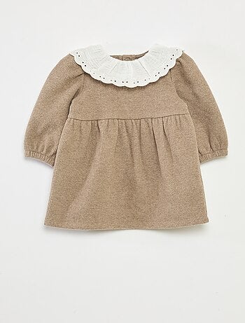 Vestido interlock con cuello grande de gasa de algodón