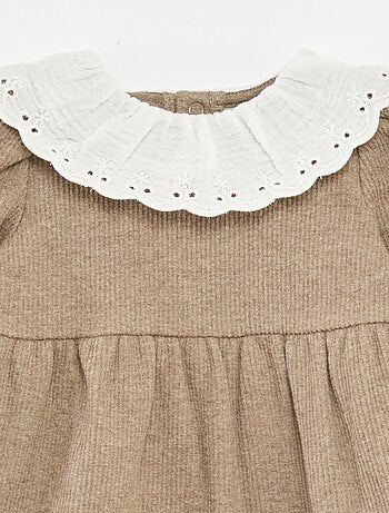 Vestido interlock con cuello grande de gasa de algodón