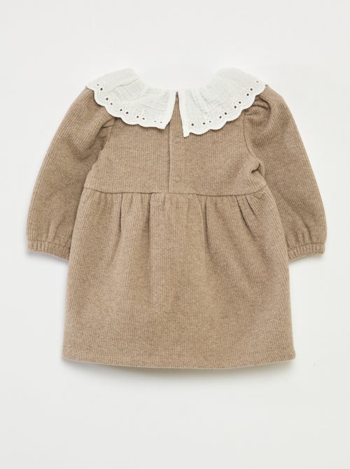 Vestido interlock con cuello grande de gasa de algodón - Kiabi