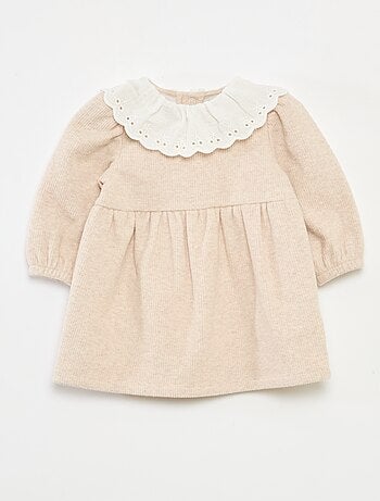 Vestido interlock con cuello grande de gasa de algodón