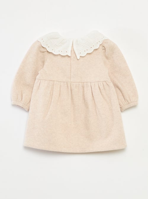 Vestido interlock con cuello grande de gasa de algodón - Kiabi