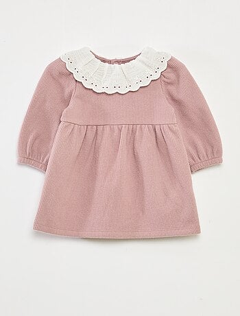 Vestido interlock con cuello grande de gasa de algodón