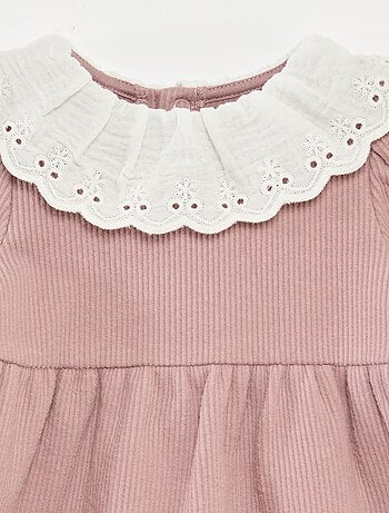 Vestido interlock con cuello grande de gasa de algodón