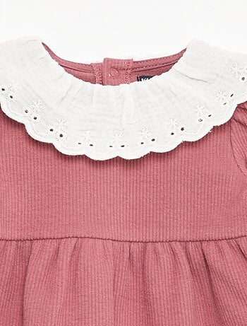 Vestido interlock con cuello grande de gasa de algodón