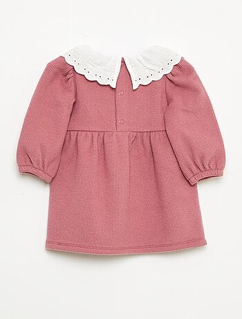 Vestido interlock con cuello grande de gasa de algodón