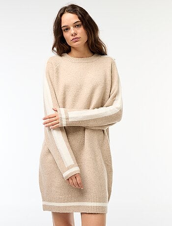Vestido jersey con bandas contrastantes