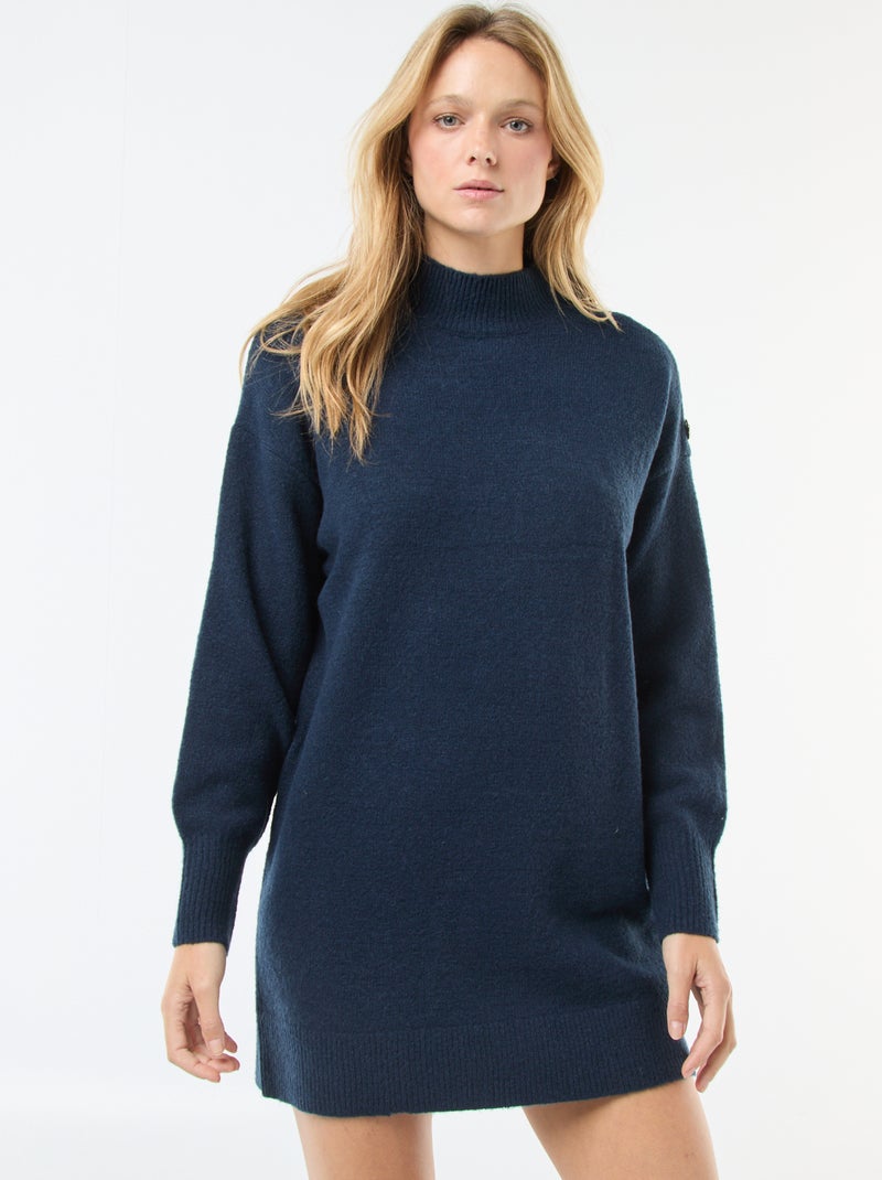 Vestido jersey con botones decorativos Azul - Kiabi