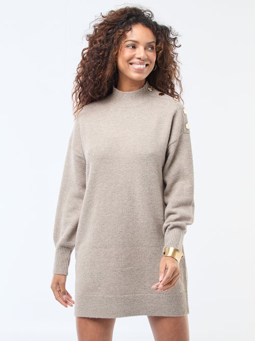 Vestido jersey con botones decorativos - Kiabi