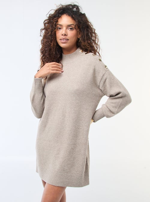 Vestido jersey con botones decorativos - Kiabi