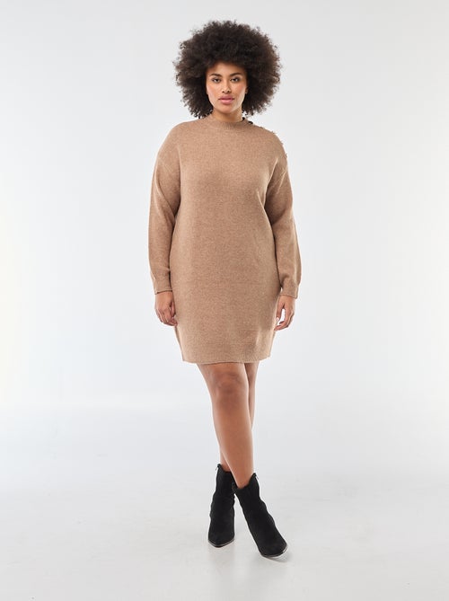 Vestido jersey con botones decorativos en el hombro - Kiabi