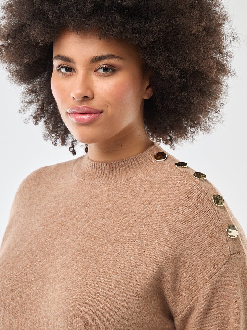 Vestido jersey con botones decorativos en el hombro Beige - Kiabi