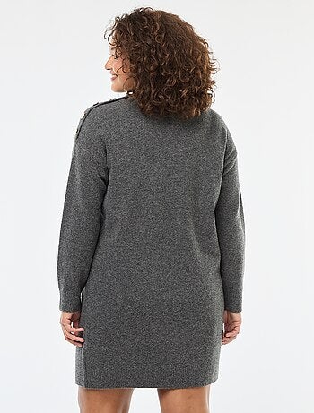 Vestido jersey con botones decorativos en el hombro