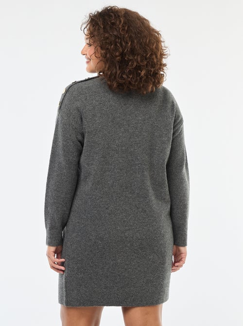 Vestido jersey con botones decorativos en el hombro - Kiabi