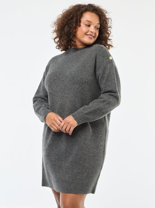 Vestido jersey con botones decorativos en el hombro - Kiabi