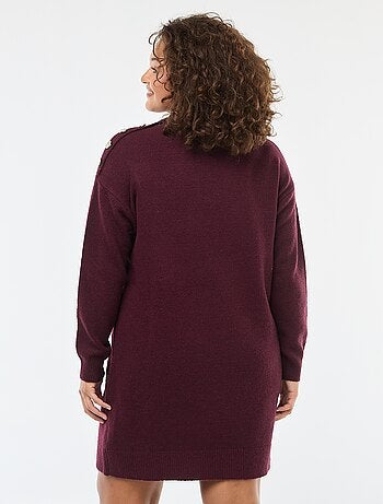 Vestido jersey con botones decorativos en el hombro