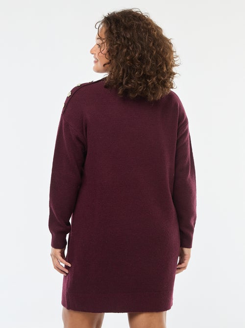 Vestido jersey con botones decorativos en el hombro - Kiabi