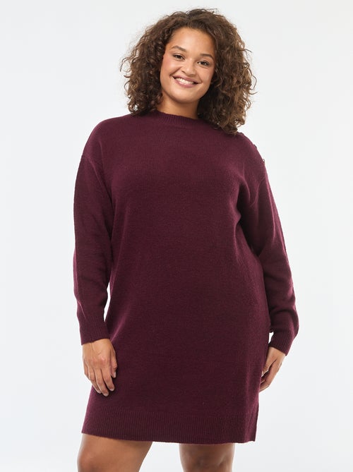 Vestido jersey con botones decorativos en el hombro - Kiabi